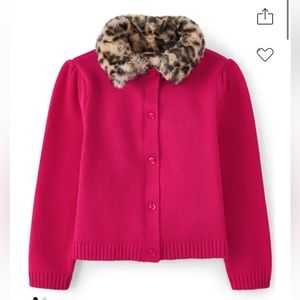 Gymboree Girls Faux Fur Pink Cardigan : 5t